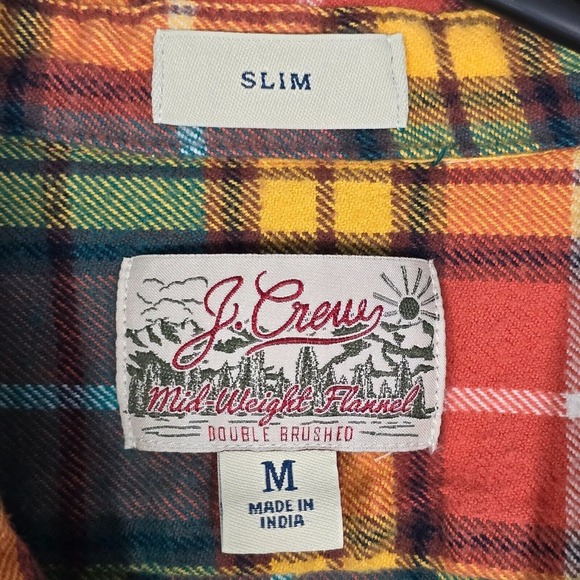 J‎ Crew Shirt Mens Medium Plaid Flannel Slim Fit Long Sleeve Double Brushed Fall - Picture 4 of 11